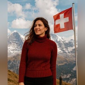 Winter Red Knitted Sweater size S